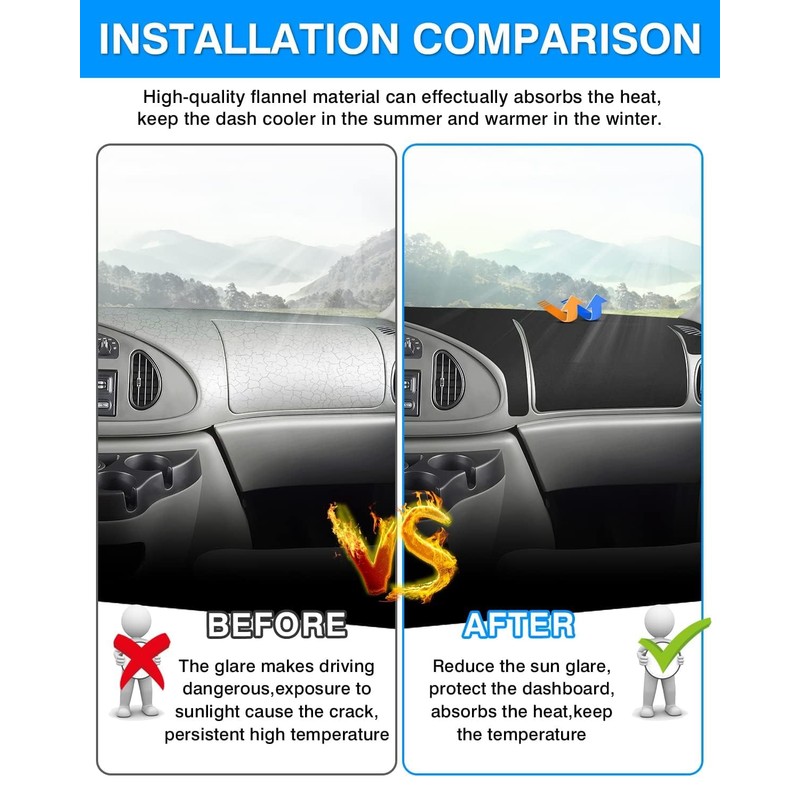 Autorder Dashboard Cover Mat for Ford E150 E250 E350 1997-2008/E450