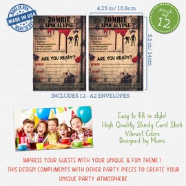Zombie Party Supplies and Decorations (Invitations) 12 Invites with Envelopes