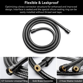 AquaYouth Shower Hose & Holder for Handhelds, 79" Extra Long Shower Hose, Built-in Explosion-Proof Braided Mesh Anti-leakage, 304 Stainless Steel Chrome Plated, with Shower Head Holder (matte black)