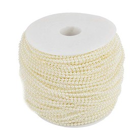 Cuentas de Perlas Marfil de 3mm, Cadena de Perlas Artificial de 100m/Rollo - Decoraciones de Fiesta y Bricolaje