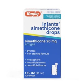 Gotas para Gases sin Colorantes Rugby para Bebés - Gotas Líquidas de Simeticona 20 mg para Recién Nacidos, Bebés, Niños Pequeños y Niños - Alivio Rápi