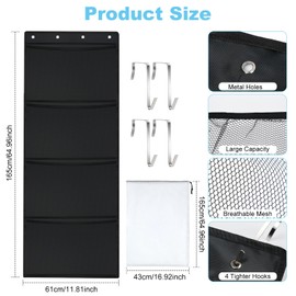 Aolso Stuffed Animal Storage, Over The Door Organizer Storages Hammock Toy Storage Net with 4 Large Pockets Hanging Storage Over The Door Organisers for Baby Plush Toys Bedroom Kids Toy Holder