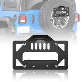 EYOUHZ for Wrangler JL Spare Tire Mount License Plate Frame with LED Light Compatible with 2018 2019 2020 2021 2022 2023 2024 Jeep Wrangler JL JLU Rear Wheel Mounting Licence Bracket Holder Relocation