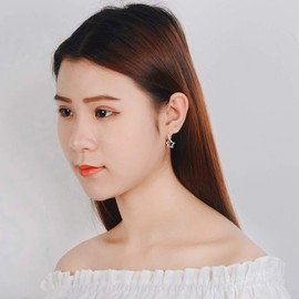 Deelfel Women's Swinging Earrings, Popular, Simple, Silver, Pink Gold Earrings, Watermark, Drop Earrings, Hoop Earrings, Cat Eye Earrings, Stainless Steel, Hypoallergenic, Brand, Accessories, Ring