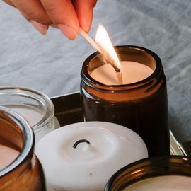 8.5oz Amber Candle Jars for Making Candles, Round Glass Jar with Lids Leakproof Containers for Storage, Empty Glass Jar