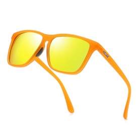 DUBERY Retro Square Polarized Sunglasses for Men Women UV400 Protection Classic Trendy Sun Glasses D108,Orange/Gold