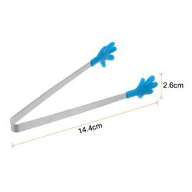 HARFINGTON Mini Food Tongs 5.67" Hand Shape Stainless Steel with Silicon Tips Small Cooking Tongs Kitchen Food Tongs Serving Tongs for Cooking Grilling BBQ Barbecue Kitchen, Blue