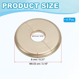 PATIKIL Wall Split Flange 0.93"/23.5mm, 4Pcs ABS Round Self-Adhesive Escutcheon Plate Cover Buckle for Water Pipe Faucet Decoration, Gold