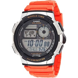 Casio Men's Quartz World Time Illuminator Resin Casual Watch Orange (Model: AE1000W-4BV)