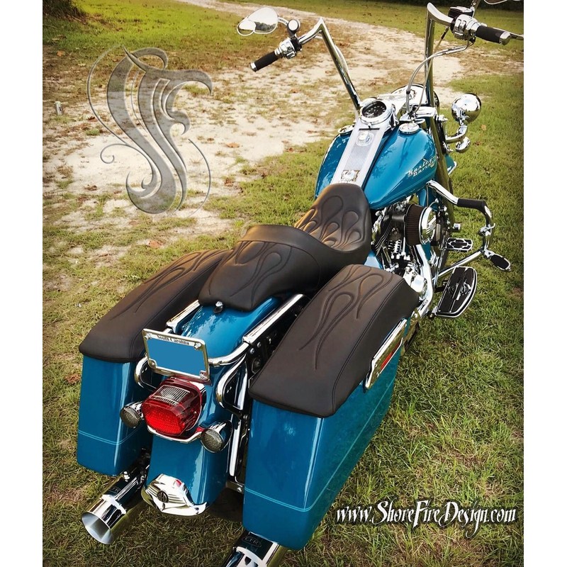 ShoreFire Design 2014-2023 Premium Flame Saddlebag Lid Covers for Harley