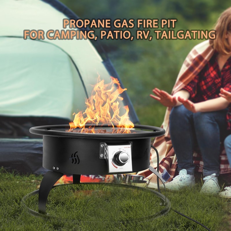 ONLYFIRE OUTDOOR LIVING Propane Gas Fire Pit 22¡±, Portable Smokeless