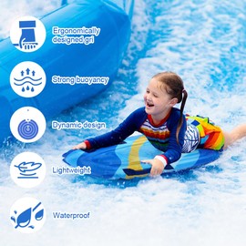mizikuu Inflatable Bodyboard, Bodyboard, Inflatable Swimming Board with Handles, Inflatable Pool Float, Surfboard, Surfboard, Children for Beach, Surfing, Pool, Swimming, Summer, Water Sports
