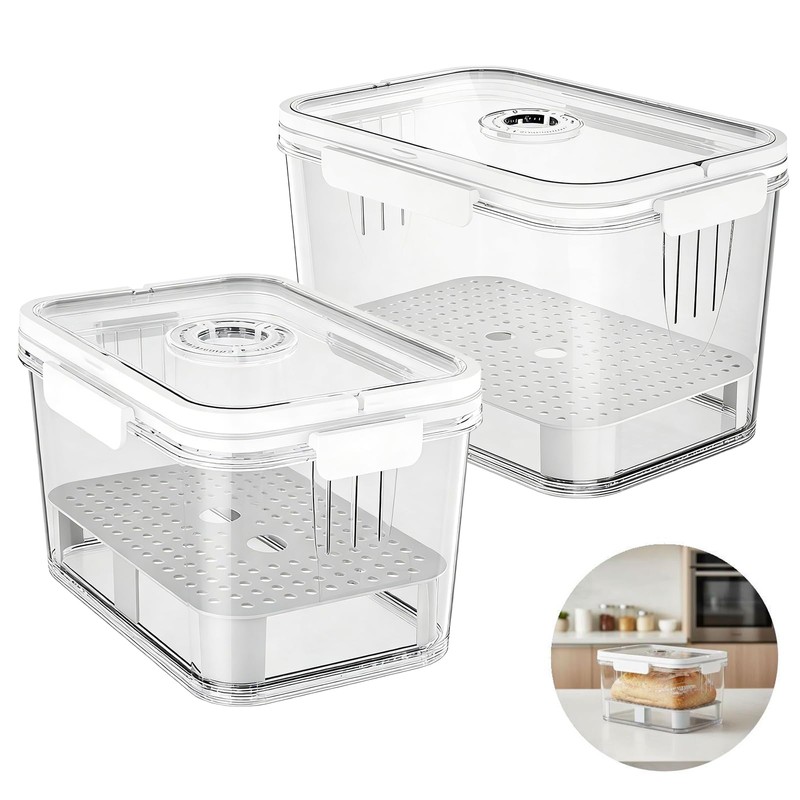 Toyosport 2 Pcs Airtight Bread Box, Bread Storage Container, Bread