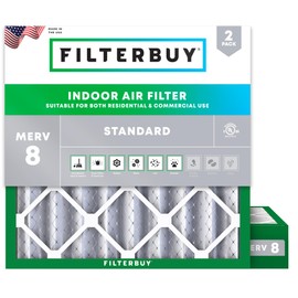 Filterbuy 19x19x4 Air Filter MERV 8 Dust Defense (2-Pack), Pleated HVAC AC Furnace Air Filters Replacement (Actual Size: 19.00 x 19.00 x 4.00 Inches)