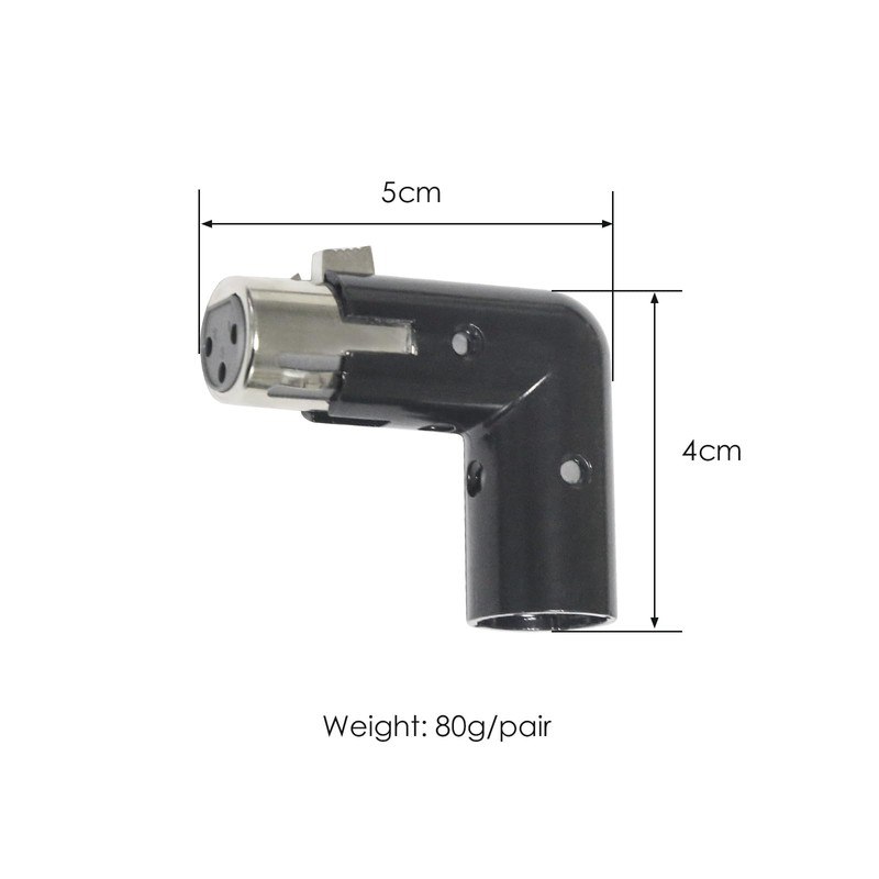 3-Pin XLR 90 Degree Adapter, Adjustable Male to Female Right