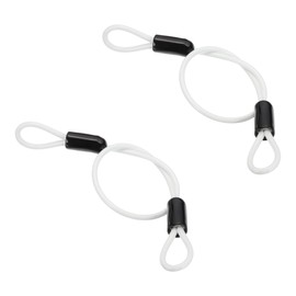 PATIKIL 3/16" Dia Vinyl Coated Stainless Steel Cable with Loops, 2 Pcs 2 ft (20") Flexible Wire Rope Security Chain Lanyard Lock for Outdoor Stage Lighting Luggage Lock, White