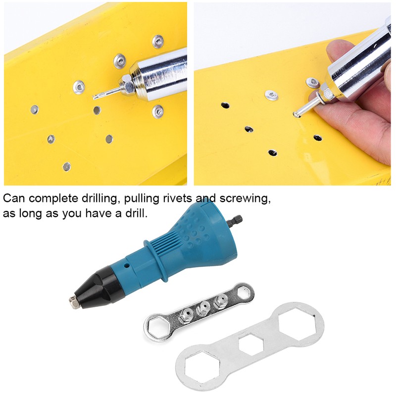Rivet Drill Attachment Adapter Riveting Nut Gun Cordless Electric Carpenter