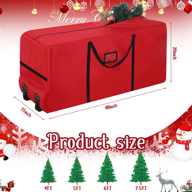 7.5 Ft Heavy Duty Christmas Tree Storage Bag 900d Oxford