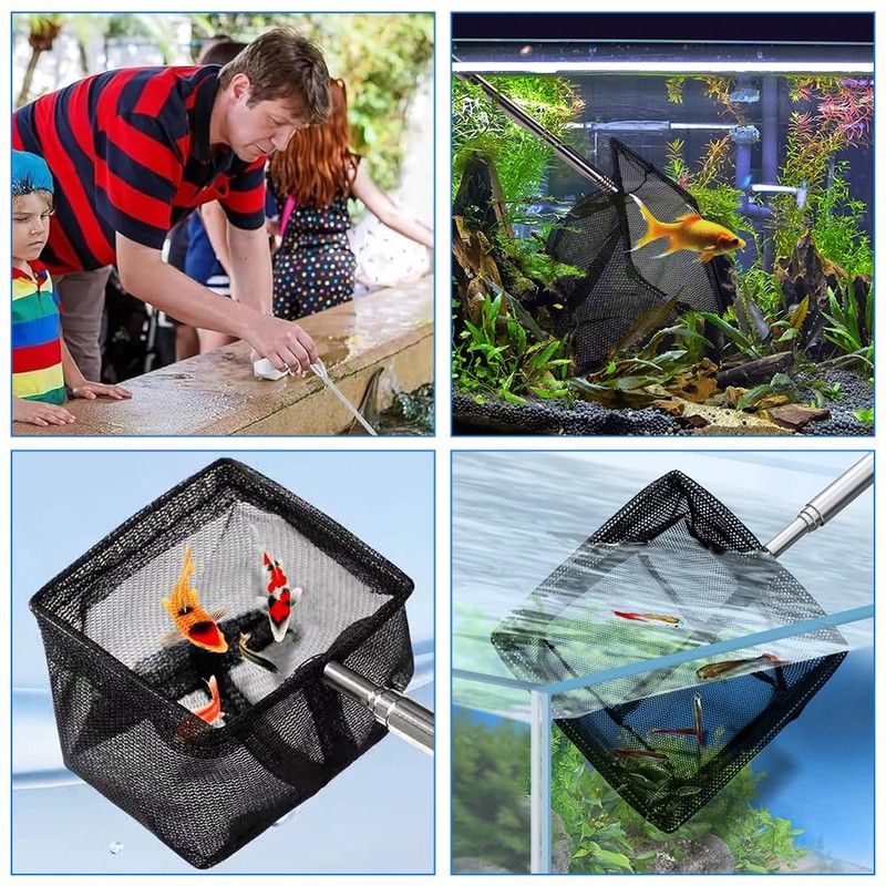2Pcs Aquarium Fish Net, Tiny Fish Tank Net, Soft Round/Square