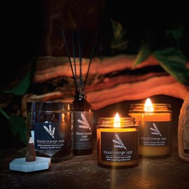 Crackling Wood Wick Candle Handcrafted with Organic Coconut Wax and Essential Oils (Blood Orange Sage, Standard 8 oz)