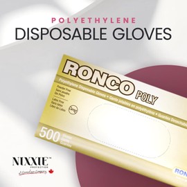 Ronco Poly Deli Gloves, Disposable Polyethylene Gloves, 500 Pack S,M,L,XL (Extra Large)