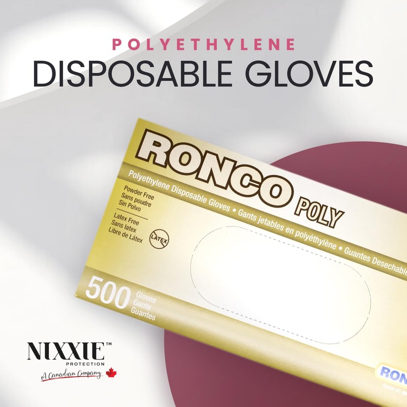 Ronco Poly Deli Gloves, Disposable Polyethylene Gloves, 500 Pack S,M,L,XL