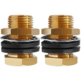 Brass Thru-bulk Coupler 3/8" NPT Female x 1/2" Male Bulkhead, 2PCS