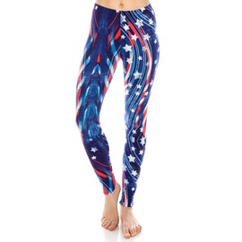 ALWAYS Leggings for Women - Super Soft Casual Print Yoga Pants American Flag One Size Regular