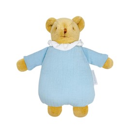 Trousselier - Baby Comforter Bear Baby Nest with Rattle - Organic Cotton Sky Blue Bear - Gift for Newborn Boys Girls - Teddy Bear 20 cm - Cuddly Toy for Newborn Unisex