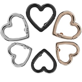 Fokmuaex 6PCS Heart-Shaped Locking Carabiner Clips - Mini Metal Keychains for Backpacks, Dog Leashes, Water Bottles & Camping Gear (2 Sizes, Secure Hook Design)