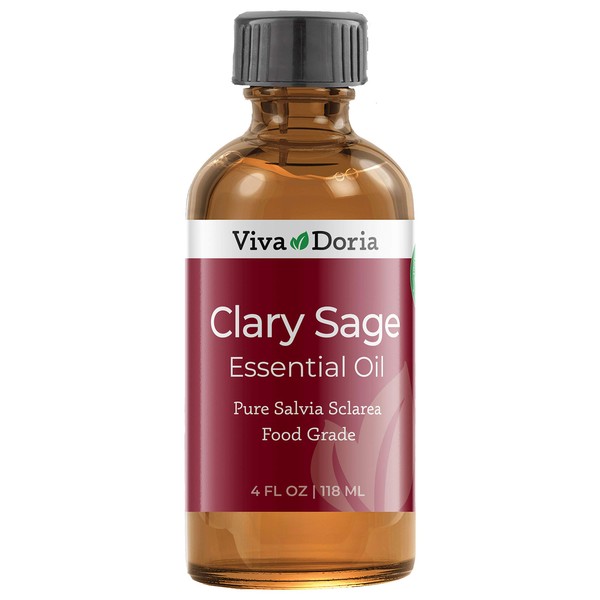 Viva Doria 100% Pure Clary Sage Essential Oil, Undiluted, Food Grade, 118 mL (4 Fl Oz)
