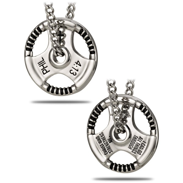 Men's Stainless Steel Grip Plate Necklace-Phil 4:13