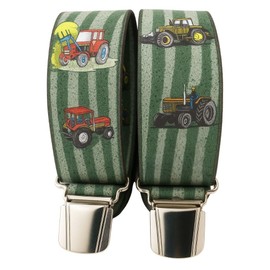 Generisch Tractor Braces Austria Vienna Vienna 35 mm Wide H-Shape with 4 Extra Strong Clips Tractor Green ST-040
