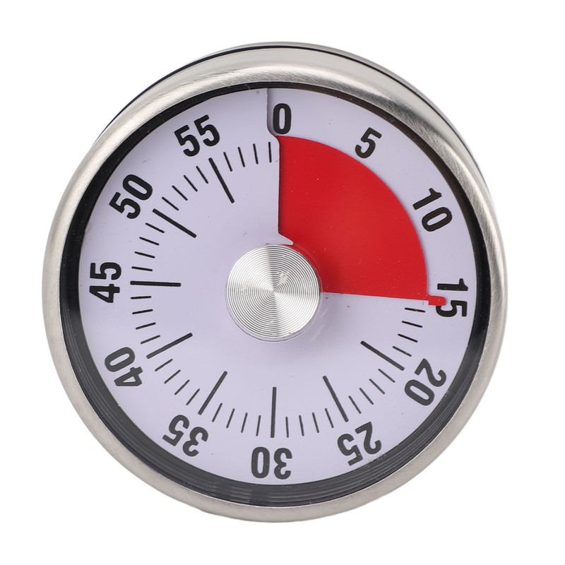 Mechanical Countdown Timer 60 Minute Magnetic Stainless Steel Visual Kitchen
