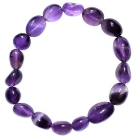 Zenergy Gems CHARGED Dark Amethyst Crystal Bracelet Tumble Polished Stretchy + Selenite Heart Charging Crystal (OPEN & HEAL THE HEART CHAKRA - SOOTHE HURT, LONELINESS & ANXIETY) [REIKI]