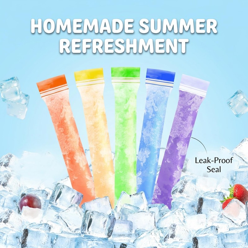 100PCS RAINFLOW Disposable Popsicles Molds Bags - Freezer Ice Pop