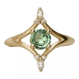 Styles By Shanna French Boutique Detailed 14K Gold Plated Green Peridot Ring Size 8