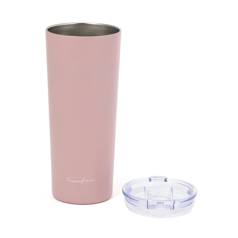 Francfranc Stainless Steel Tumbler with Lid, 650ml, Pink