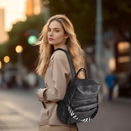 JYOPA Women Backpack Purse Bag PU Leather Travel Backpack Purse for Women Ladies Shoulder Bags Satchel Handbag 2 Piece Black