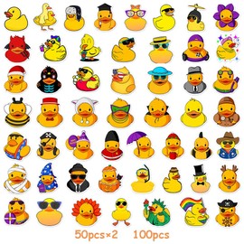 Cute Little Duck Stickers, 100 Pieces Yellow Duck Stickers, Duck Sticker Set, Stickers Kids Small Yellow Duck, Vinyl Stickers for Scrapbook, Skateboard, Laptop, Luggage, Car, Bicycle