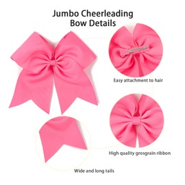 AMYDECOR 7 Inch Jumbo Solid Color Bows with Alligator Hair Clips For Girls and Women (Pink)