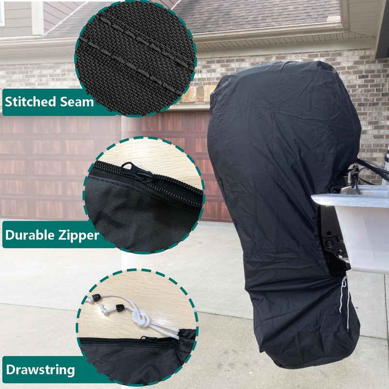 FLYMEI Outboard Motor Cover Fit 20-30 HP Motor, Full Boat