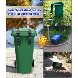 PAHTTO Trash Can Locks for Animals 2PCS, Universal Garbage Can Lock, Nylon Bear Proof Trash Bin Lid Lock, Adjustable and Easy to Install, Heavy-Duty Garbage Can Strap for Outdoor Trash Can