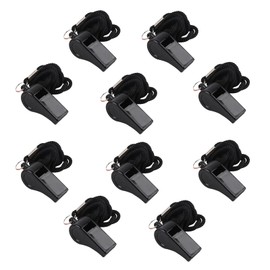 10 Pcs Plastic Whistles Sports Whistles, Loud Clear Crisp Referee Whistle with Lanyard, Ref Whistles for Football Sports Teachers Coaches Emergency Survival Camping Lifeguard Whistles Party Whistles