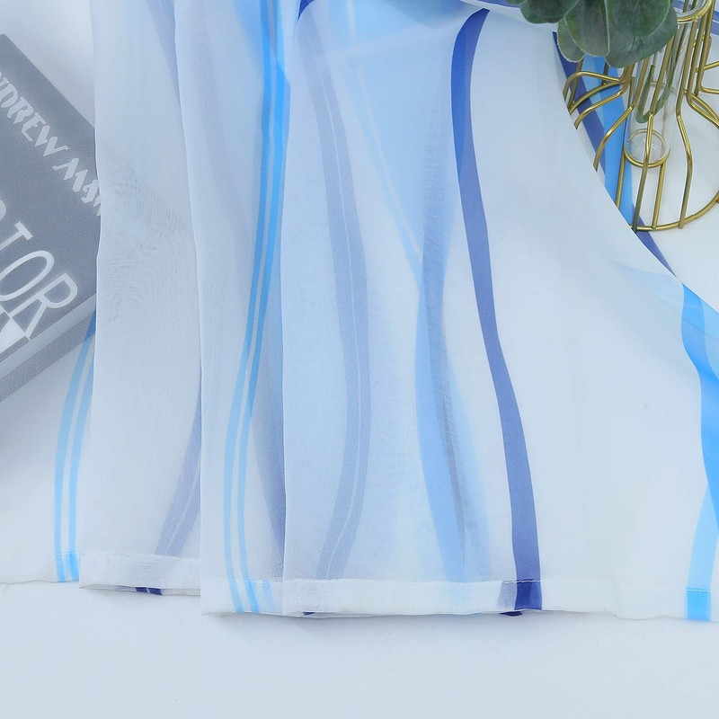 ESLIR Curtains with Tabs Transparent Tab-Top Curtain Waves Pattern Voile