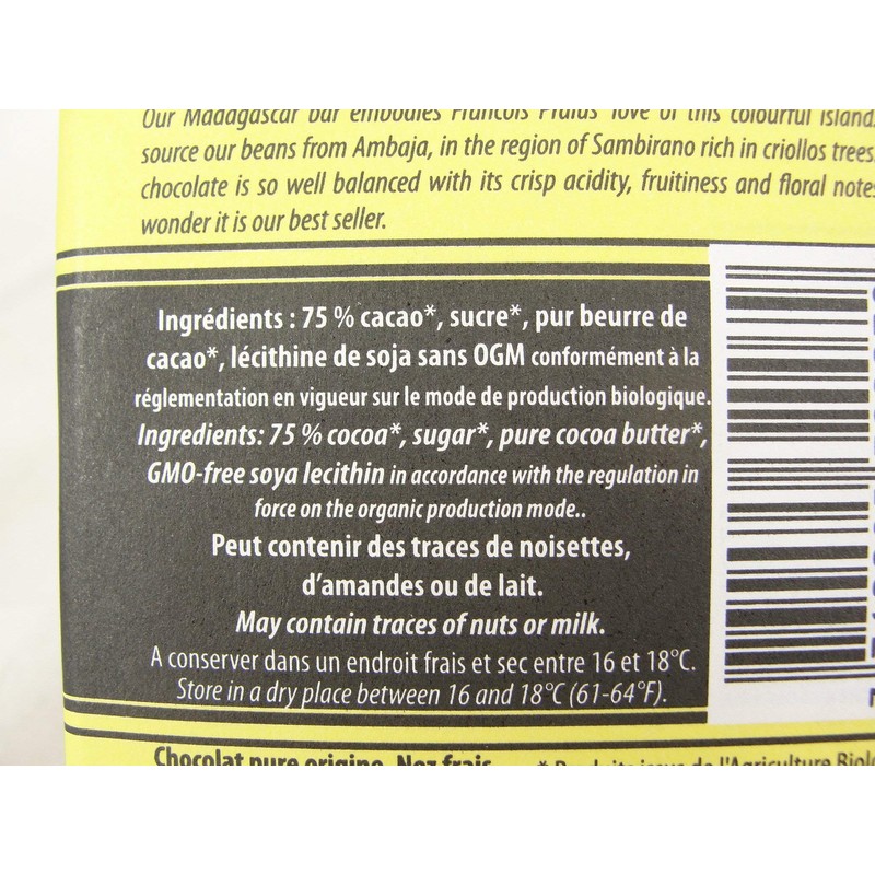 FRANCOIS PRALUS Chocolate Madagascar, 3.5274 OZ