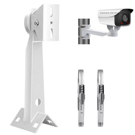 FINXRoll Security Camera Corner Pole Mounting Bracket, Universal Wall Corner Mounting Bracket Holder Stand Pole Mount Adapter for Surveillance Camera with 2 Φ20cm Loops, Dahua Bullet and PTZ Cameras