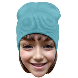 COUVER - Gorro unisex de punto acrílico sólido - Gorro cálido de invierno de 8 pulgadas, Azul-cielo, Medium-Large