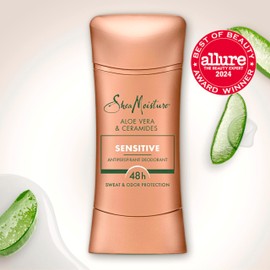 SheaMoisture Antiperspirant Deodorant Stick Sensitive Aloe Vera & Ceramides 2 Count for 48HR Sweat & Odor Protection with No Parabens & No Mineral Oil 2.6 oz
