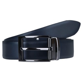 LLoyd Men's Leather Belt, Reversible Belt, Cambered, Black, Blue, Can Be Shortened 35 mm Leather Belt, Black/Blue, 100, Black / Blue